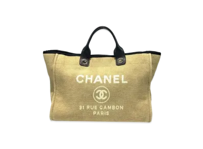 CHANEL Medium Deauville Tote Canvas "Beige/Silver"