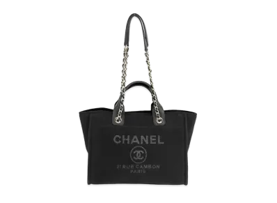 CHANEL Medium Deauville Tote Canvas "Black/Silver"