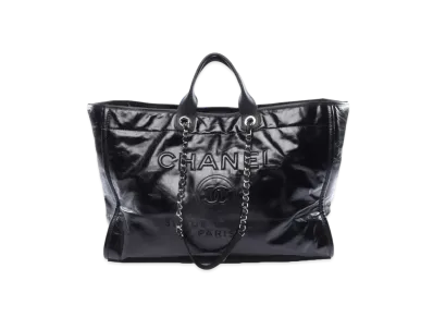 CHANEL Medium Deauville Tote Calfskin "Black/Silver"