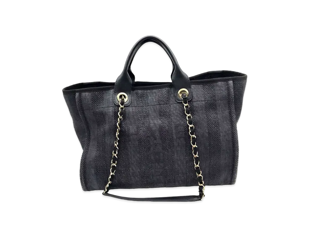 CHANEL Medium Deauville Tote Canvas "Black/Gold"