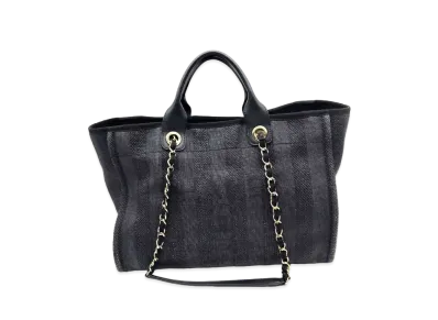 CHANEL Medium Deauville Tote Canvas "Black/Gold"