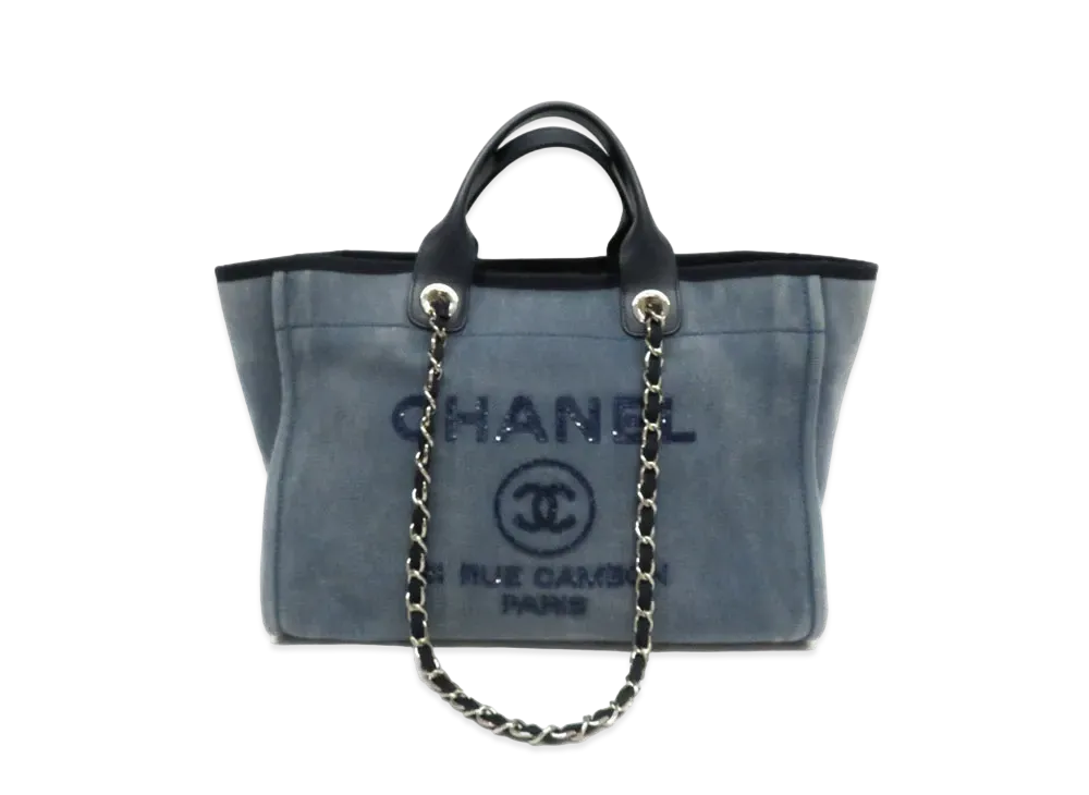 CHANEL Medium Deauville Tote Denim "Blue/Sequins/Silver"