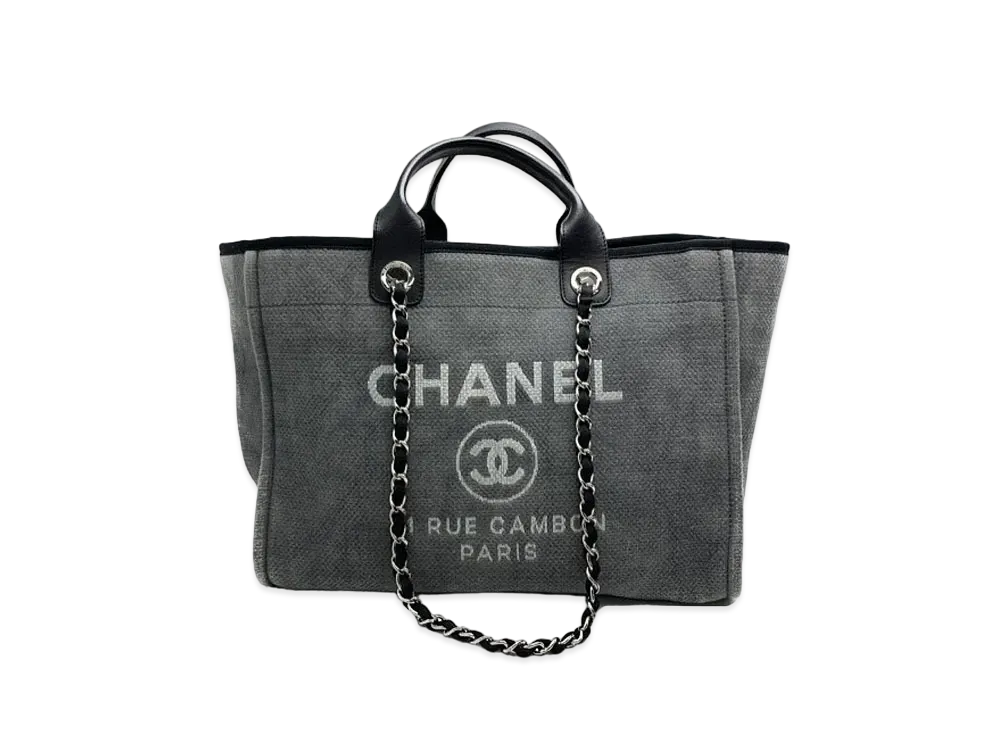 CHANEL Medium Deauville Tote Canvas "Charcoal/Silver"