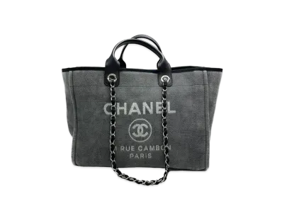 CHANEL Medium Deauville Tote Canvas "Charcoal/Silver"