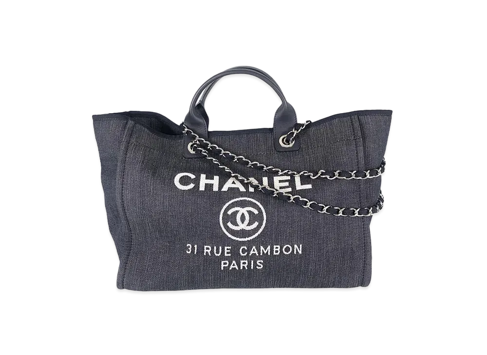 CHANEL Medium Deauville Tote Denim "Indigo/Silver"