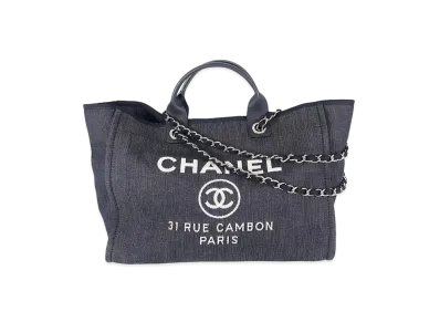 CHANEL Medium Deauville Tote Denim "Indigo/Silver"