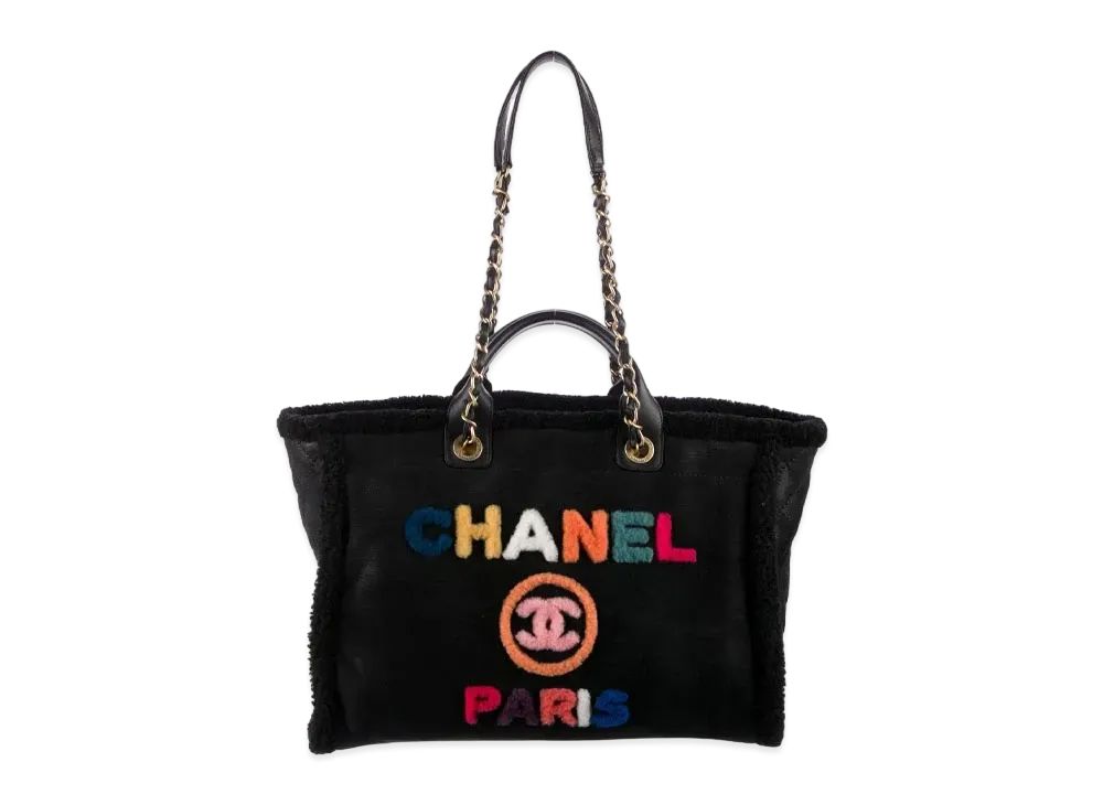 CHANEL Medium Deauville Tote Mouton "Black/Multi/Gold"