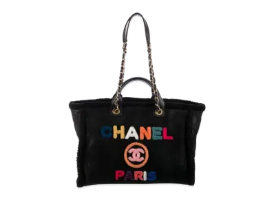 CHANEL Medium Deauville Tote Mouton "Black/Multi/Gold"