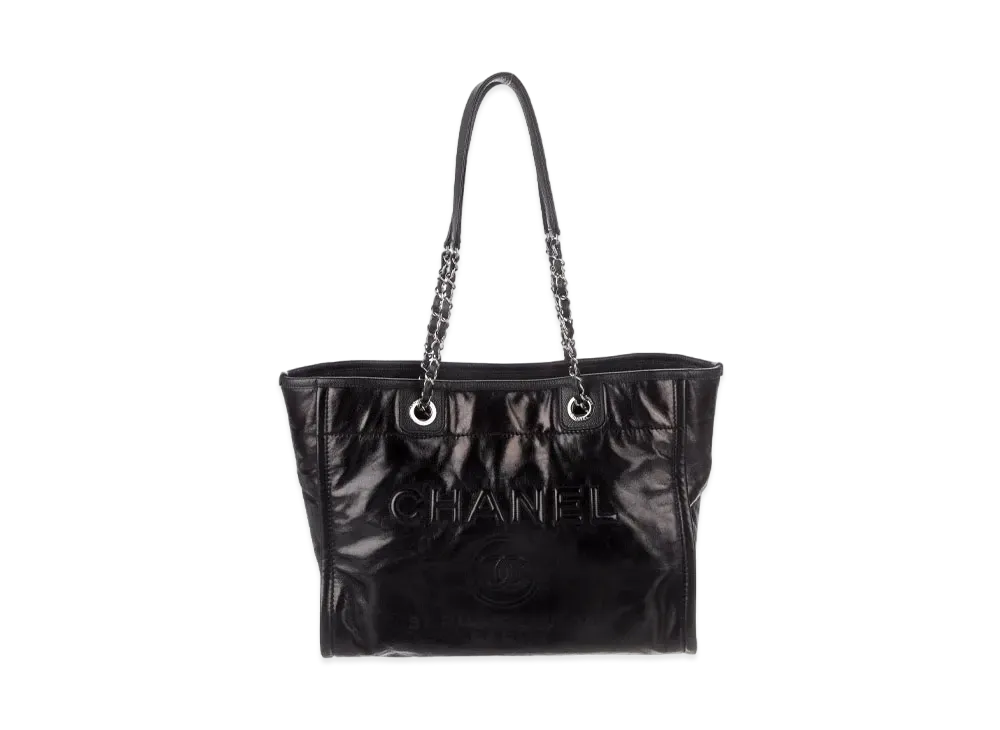 CHANEL Small Deauville Tote Calfskin "Black/Silver"