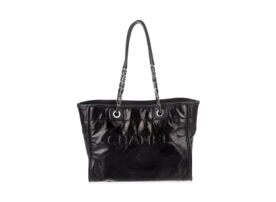 CHANEL Small Deauville Tote Calfskin "Black/Silver"
