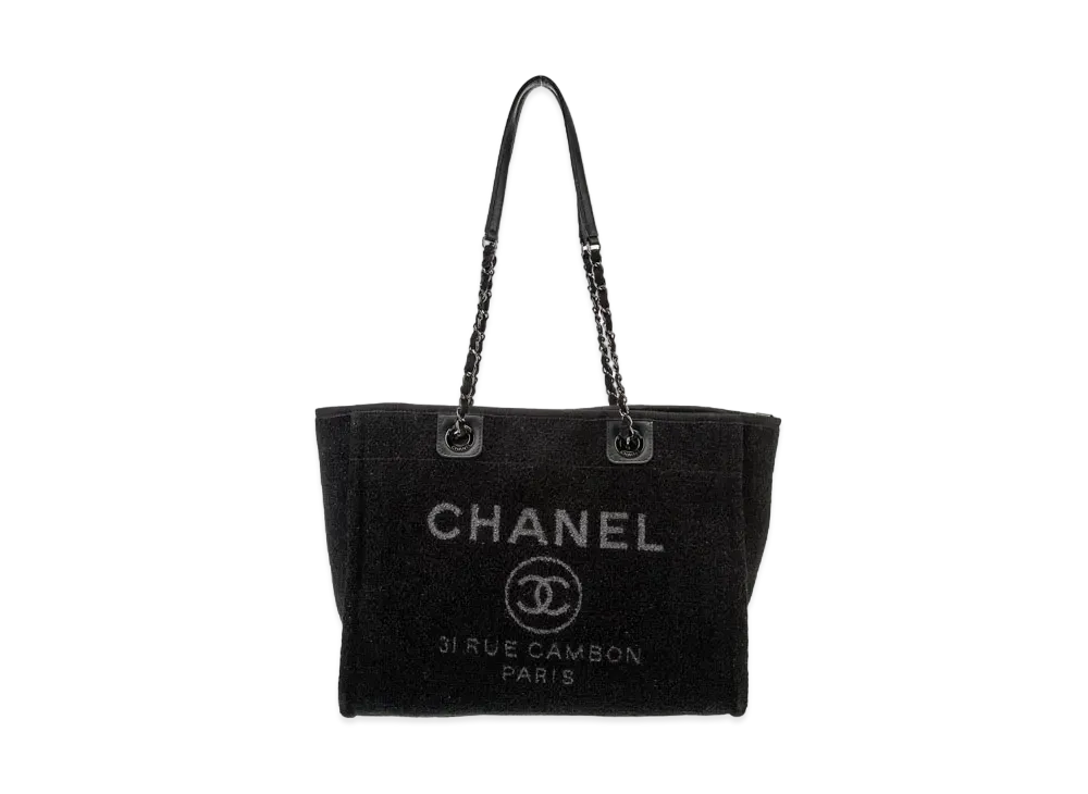 CHANEL Small Deauville Tote Canvas "Black/Silver"