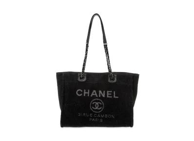 CHANEL Small Deauville Tote Canvas "Black/Silver"