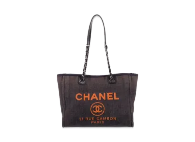 CHANEL Small Deauville Tote Canvas "Black/Orange/Silver"