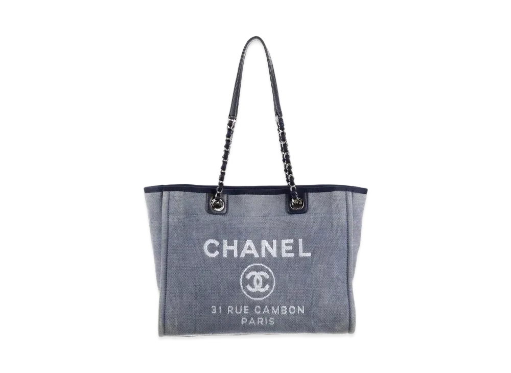 CHANEL Small Deauville Tote Canvas "Blue/Silver"