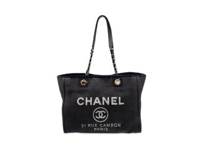 CHANEL Small Deauville Tote Denim "Indigo/Gold"