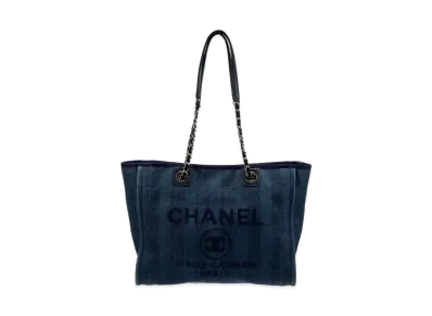 CHANEL Small Deauville Tote Canvas "Navy/Gold"