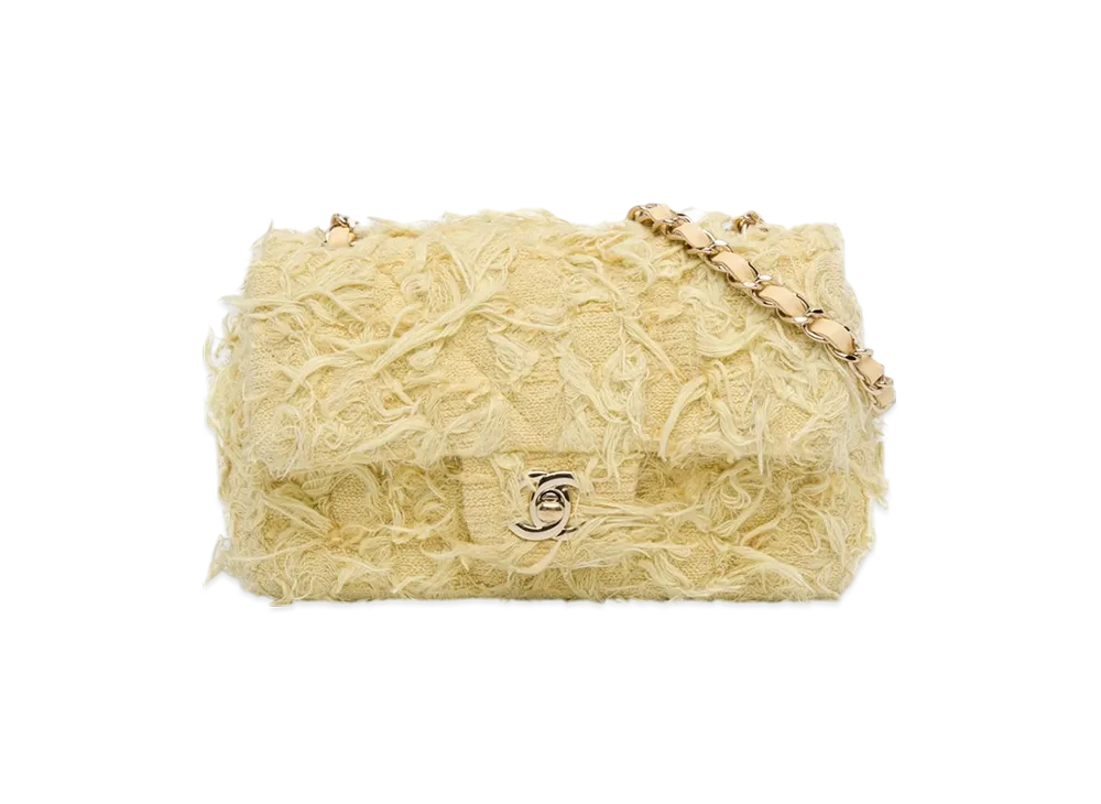 CHANEL Mini Matelasse Tweed Shoulder Bag "Yellow"