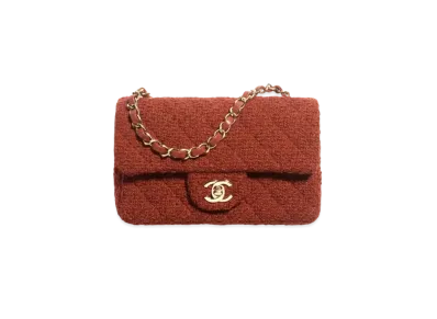 CHANEL Mini Classic Handbag Wool Tweed & Gold-Tone Metal "Brown"