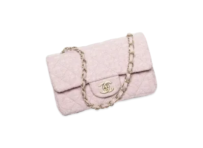 CHANEL Mini Classic Handbag Wool Tweed & Gold-Tone Metal "Pink"