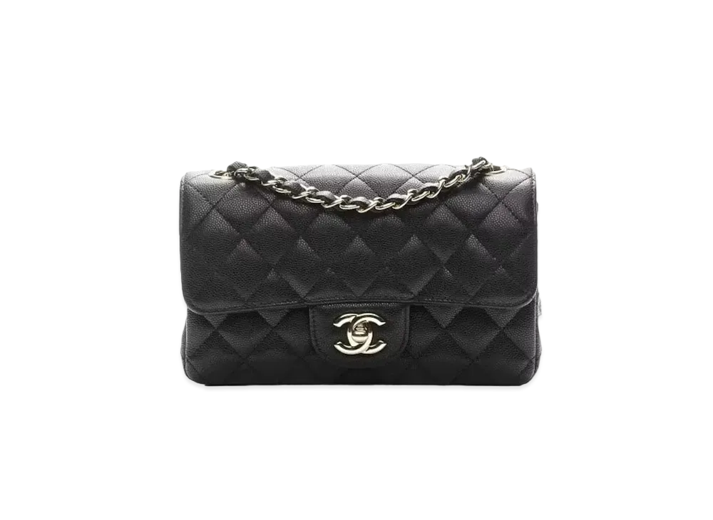 CHANEL Mini Matelasse Single Flap Caviarskin "Black/Gold"