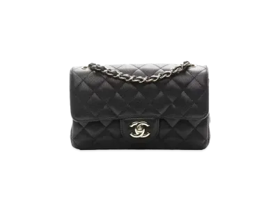 CHANEL Mini Matelasse Single Flap Caviarskin "Black/Gold"