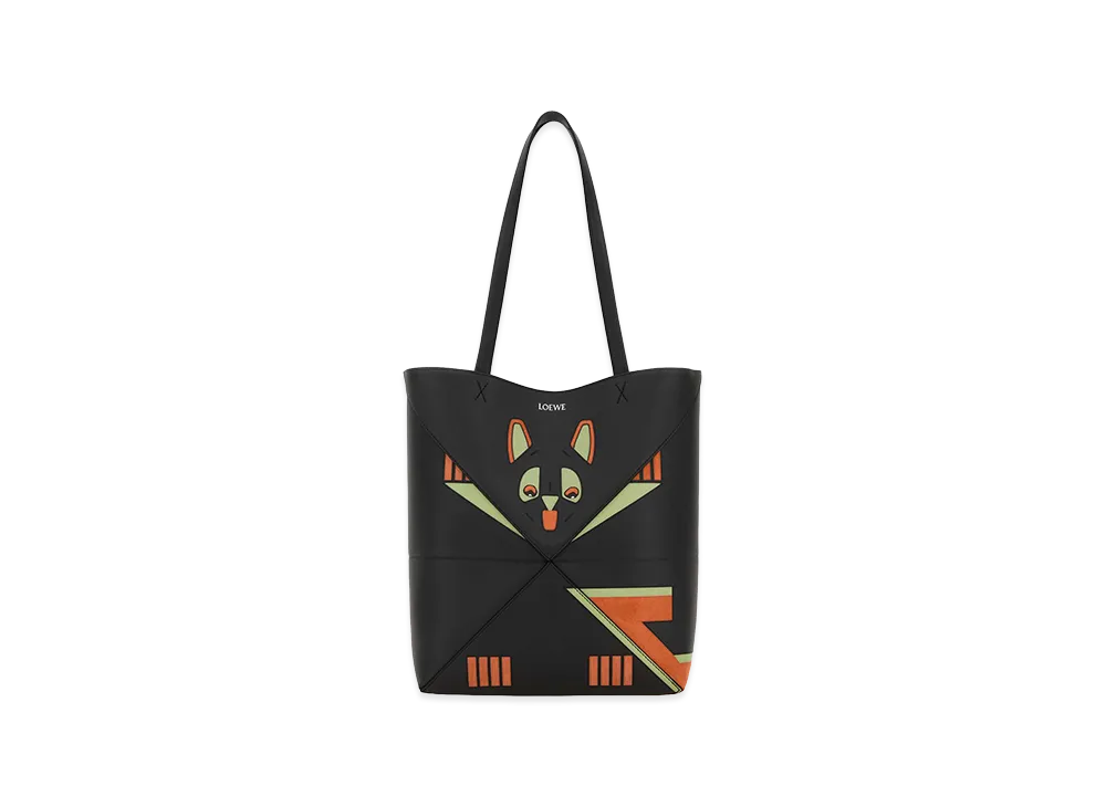 LOEWE Women's Leather Medium Puzzle Fold Shopping Bag "Charcoal"