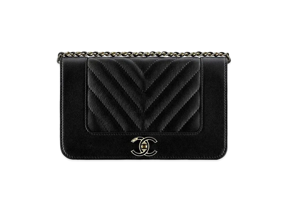CHANEL Matelasse Mademoiselle Flap Chain Wallet "Black/Gold"
