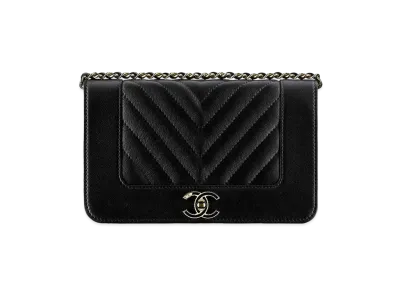 CHANEL Matelasse Mademoiselle Flap Chain Wallet "Black/Gold"