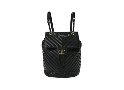 CHANEL Matelasse V Stitch Chain Backpack Calfskin "Black/Gold"