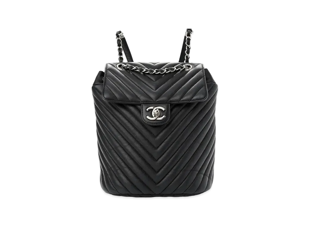 CHANEL Matelasse V Stitch Chain Backpack Calfskin "Black/Silver"