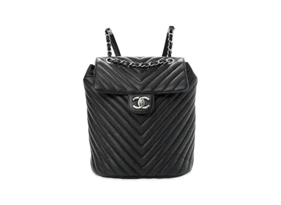 CHANEL Matelasse V Stitch Chain Backpack Calfskin "Black/Silver"