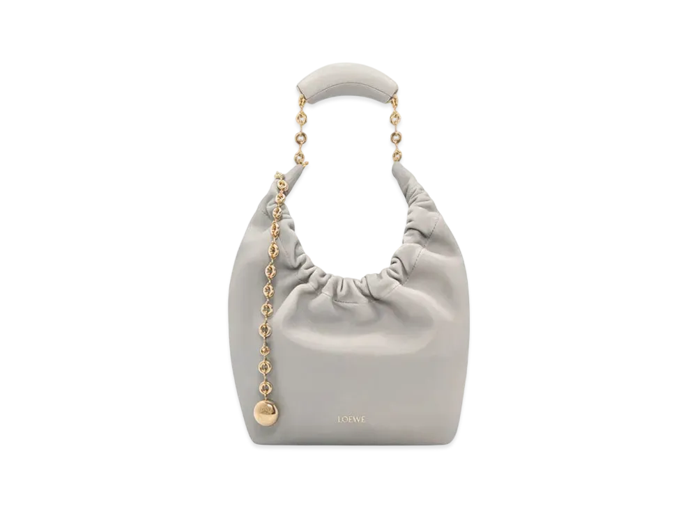 LOEWE Small Squeeze Bag in Mellow Nappa Lambskin "Shell Grey"