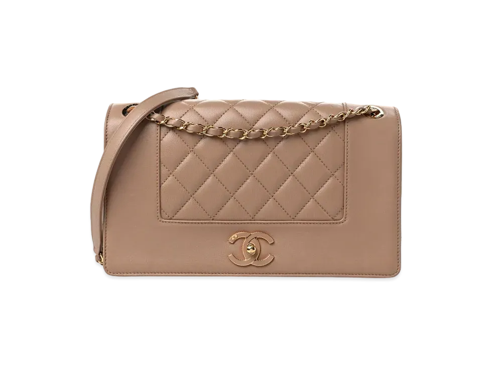 CHANEL Matelasse Mademoiselle Flap Chain Bag Lambskin "Beige/Gold"