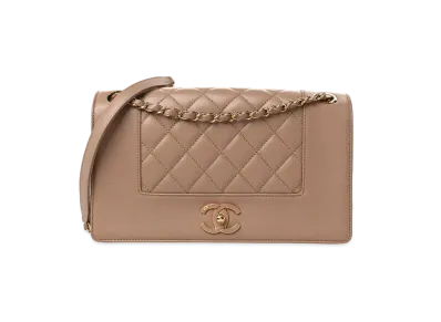 CHANEL Matelasse Mademoiselle Flap Chain Bag Lambskin "Beige/Gold"