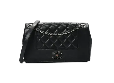 CHANEL Matelasse Mademoiselle Flap Chain Bag Lambskin "Black/Silver"