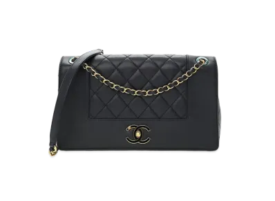 CHANEL Matelasse Mademoiselle Flap Chain Bag Lambskin "Navy/Gold"