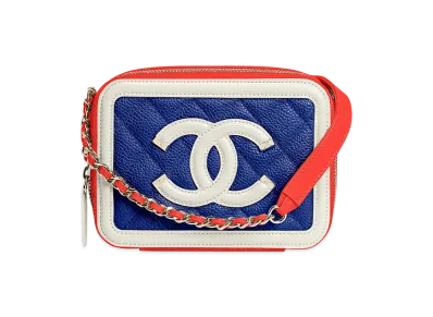 CHANEL CC Filigree Mini Vanity Shoulder Bag "Navy/Red"