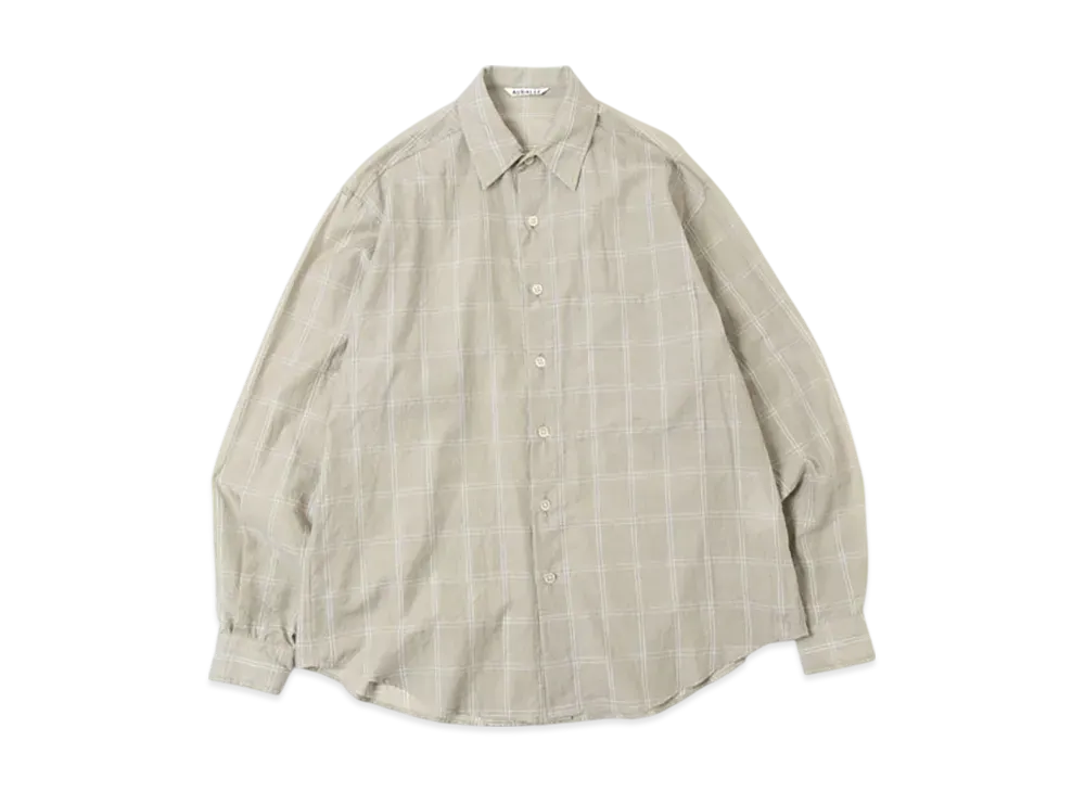 Auralee Super Light Check Big Shirt "Khaki"