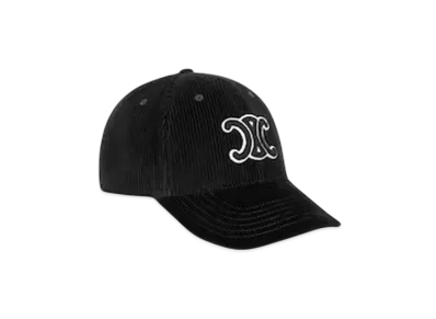 CELINE Triomphe Baseball Cap in Corduroy "Black"