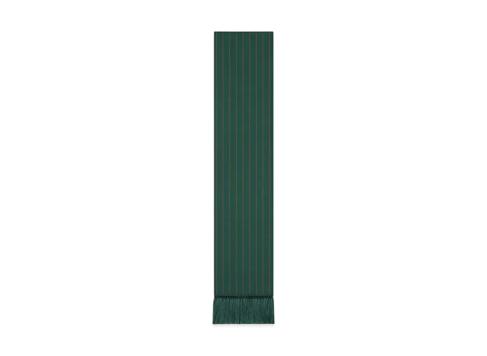 CELINE Smocking Scarf in Silk Twill "Dark Green/Carmin"