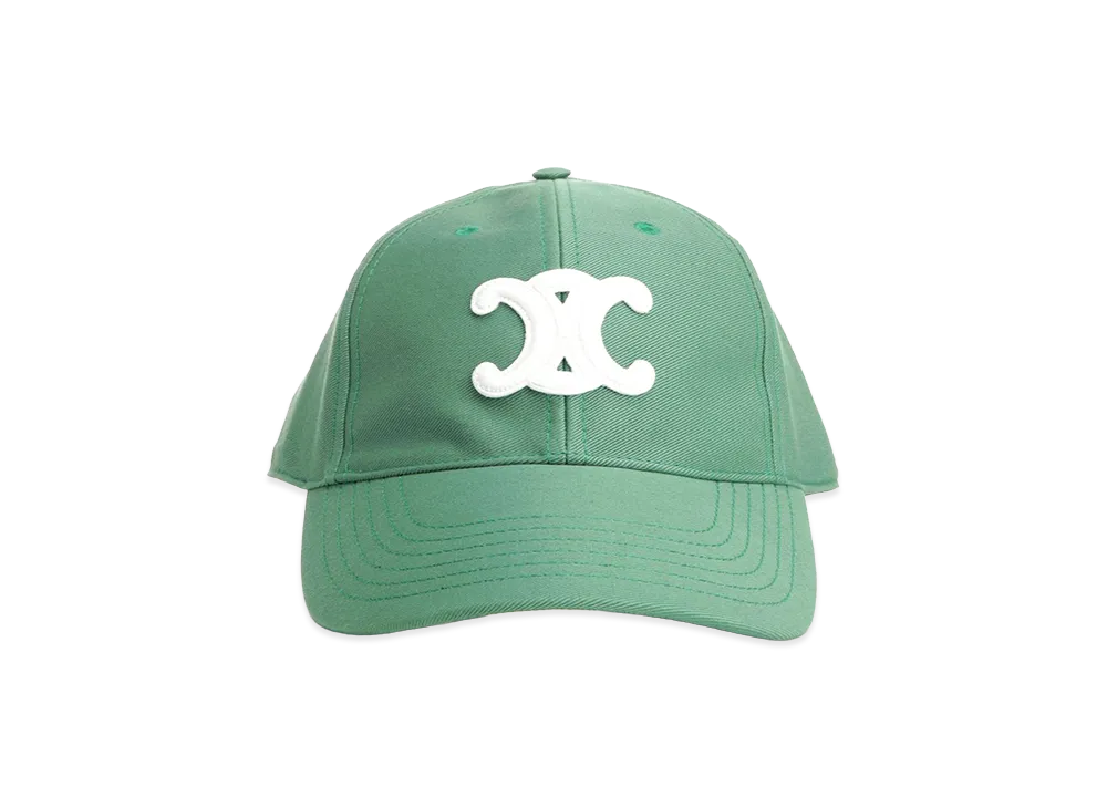 CELINE "Triomphe" Cotton Hat "Green"