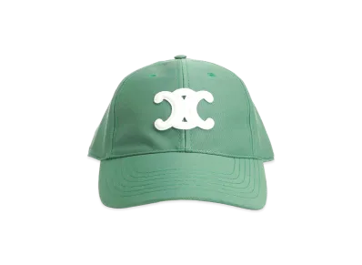 CELINE "Triomphe" Cotton Hat "Green"