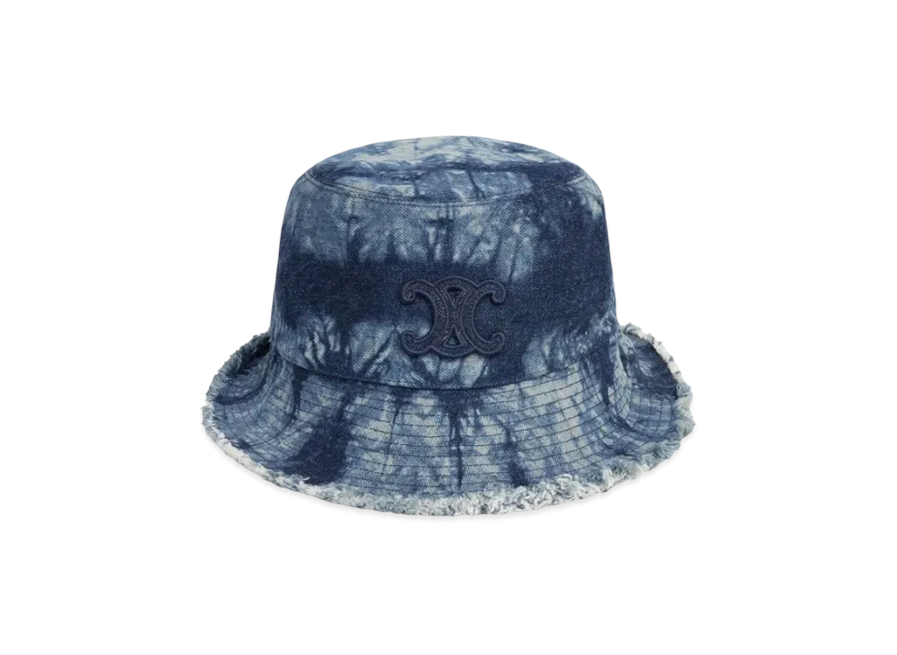 CELINE Triomphe Bucket Hat in Tie Dye Cotton "Faded Denim"