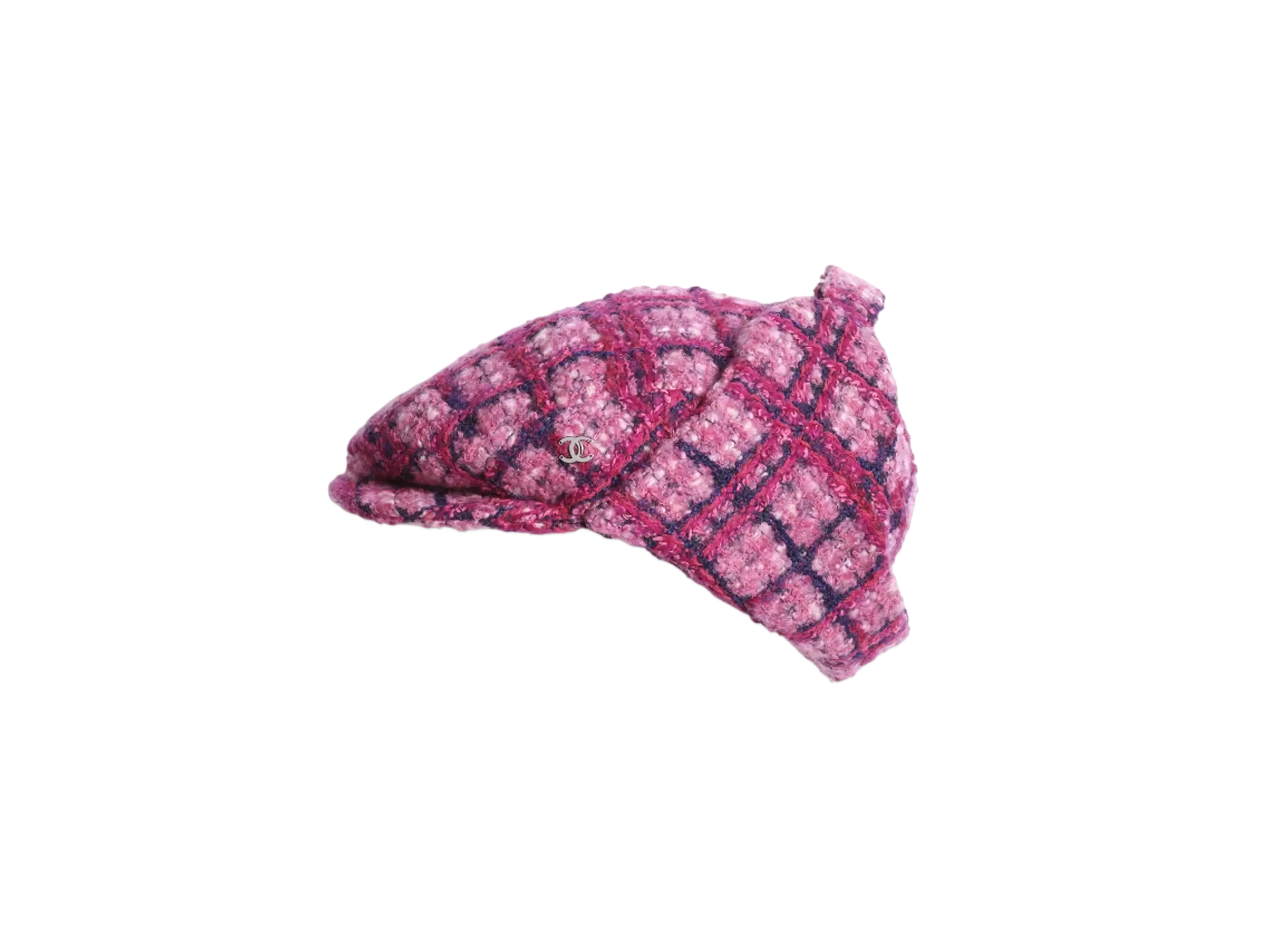 CHANEL Cap Wool & Cotton Tweed "Pink/Fuchsia/Navy Blue/Black"