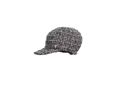 CHANEL Cap Wool & Cotton Tweed "Black/White/Gray"