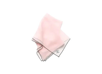 CHANEL Square Scarf Silk Muslin "Pink/Black"