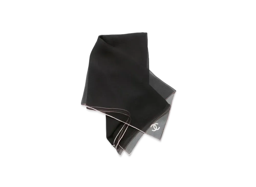 CHANEL Square Scarf Silk Muslin "Black/Pink"