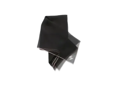 CHANEL Square Scarf Silk Muslin "Black/Pink"