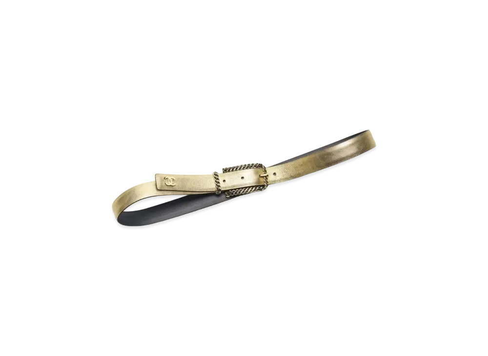 CHANEL Belt Lambskin & Metal "Gold/Black"