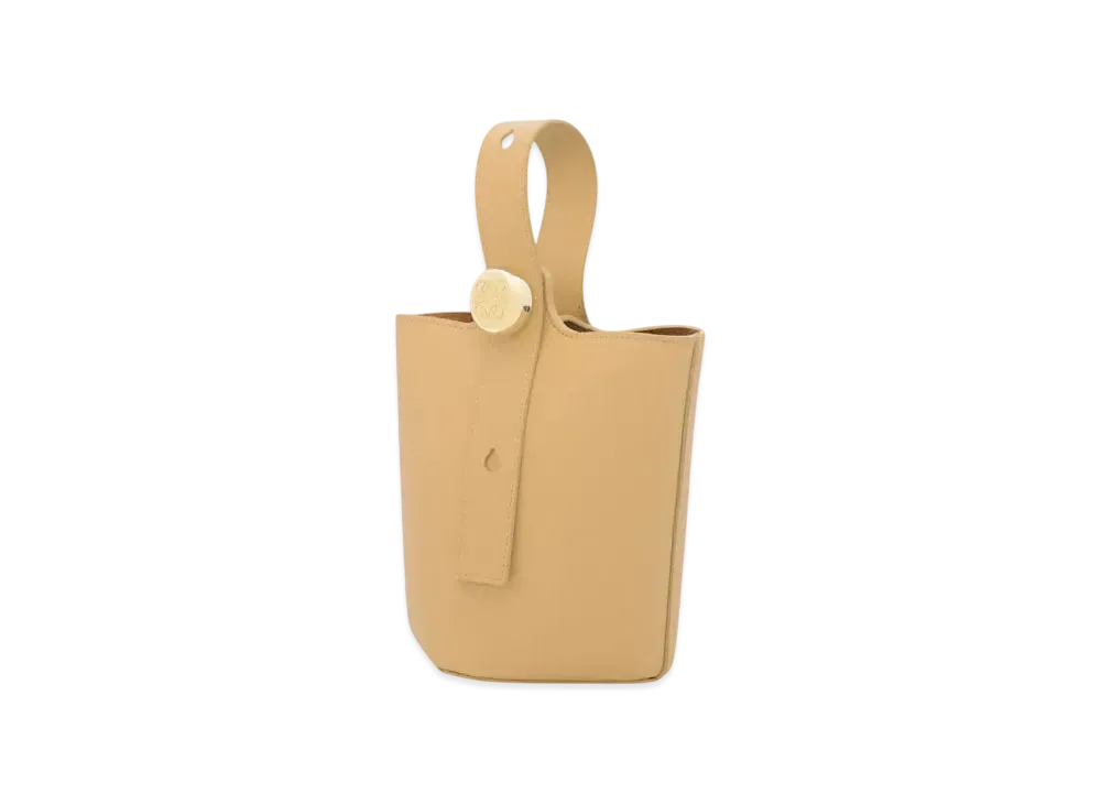 LOEWE Mini Pebble Bucket in Smooth Calfskin "Dark Butter"